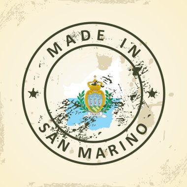 San Marino Haritası bayrağı ile pul