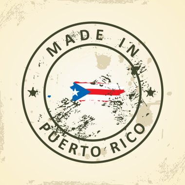 Porto Riko Haritası bayrağı ile pul