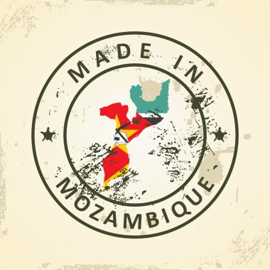Mozambik Haritası bayrağı ile pul