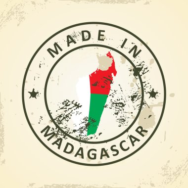 Madagaskar Haritası bayrağı ile pul
