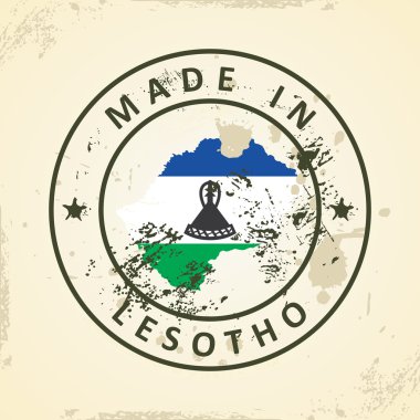 Lesoto Haritası bayrağı ile pul
