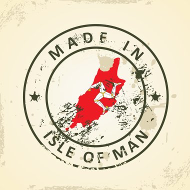 Isle of Man harita bayrağı ile pul