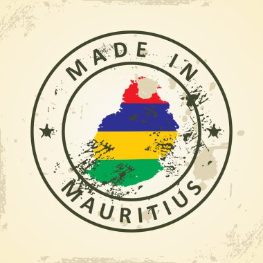 Mauritius Haritası bayrağı ile pul