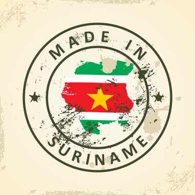 Surinam Haritası bayrağı ile pul