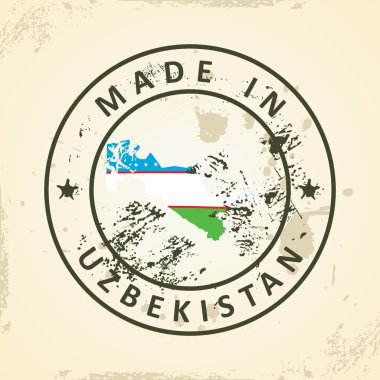 Özbekistan harita bayrağı ile pul
