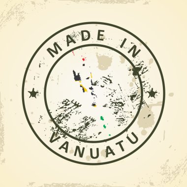 Vanuatu Haritası bayrağı ile pul