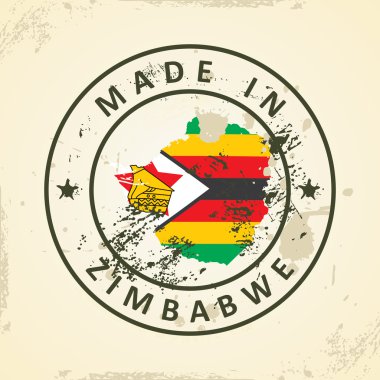 Zimbabve bayrağı harita ile pul
