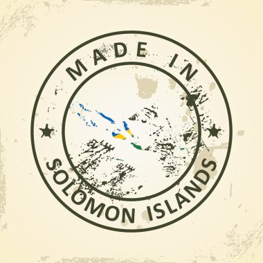 Solomon Adaları harita bayrağı ile pul
