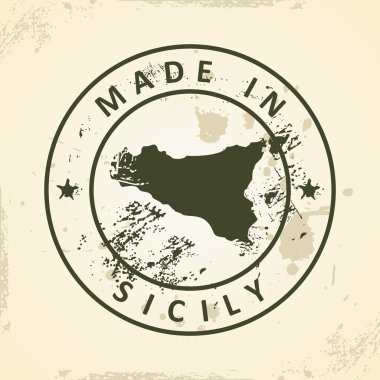 Sicilya Haritası ile pul