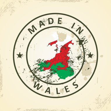 Galler harita bayrağı ile pul