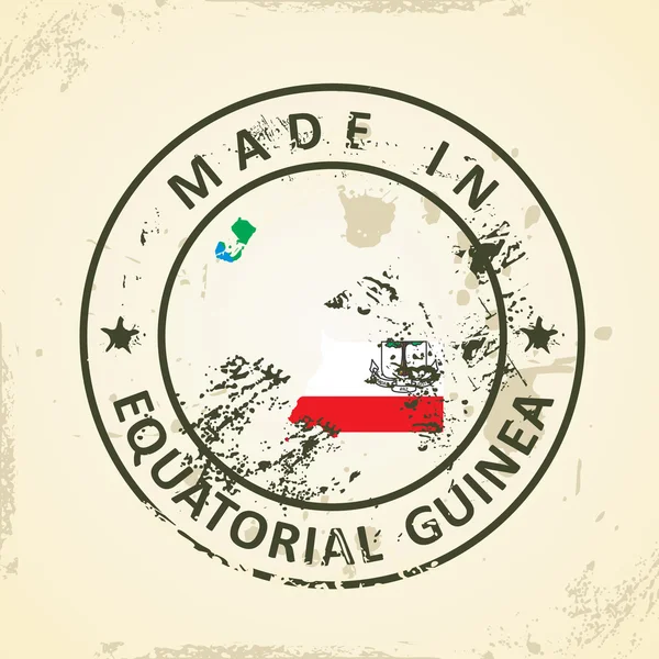 Selo com mapa da bandeira da Guiné Equatorial — Vetor de Stock