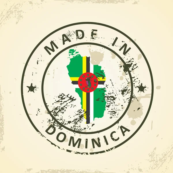 Stämpla med karta flagga Dominica — Stock vektor