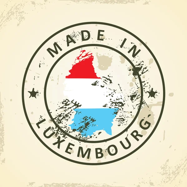 Selo com mapa Bandeira de Luxembourg — Vetor de Stock