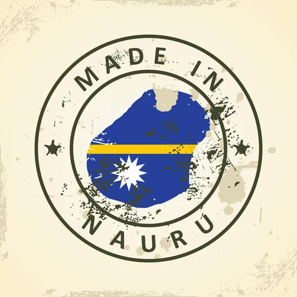Carimbo com a bandeira do mapa de Nauru — Vetor de Stock