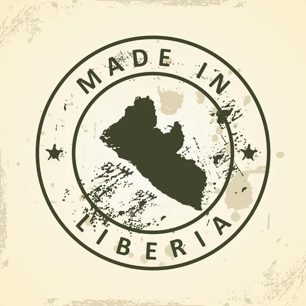 Timbre avec la carte de Liberia — Image vectorielle
