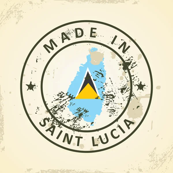 Saint Lucia Haritası bayrağı ile pul