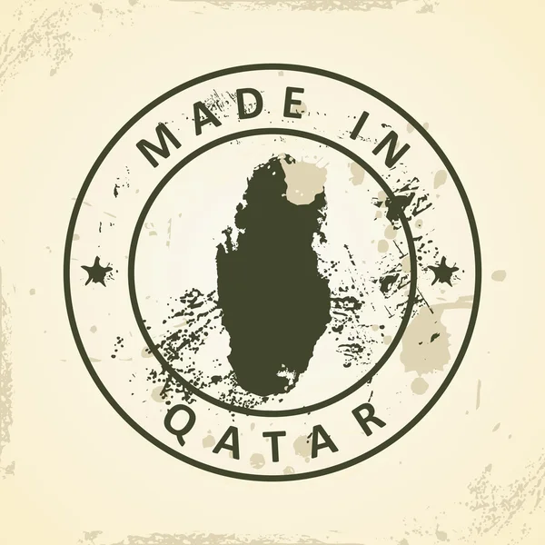 Timbre avec la carte de Qatar — Image vectorielle