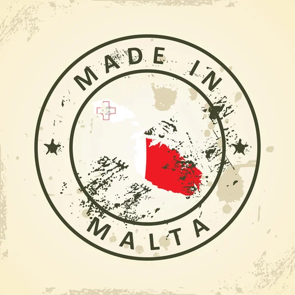 Selo com mapa Bandeira de Malta — Vetor de Stock