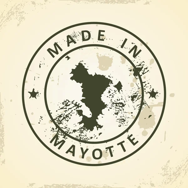 Timbre avec la carte de Mayotte — Image vectorielle
