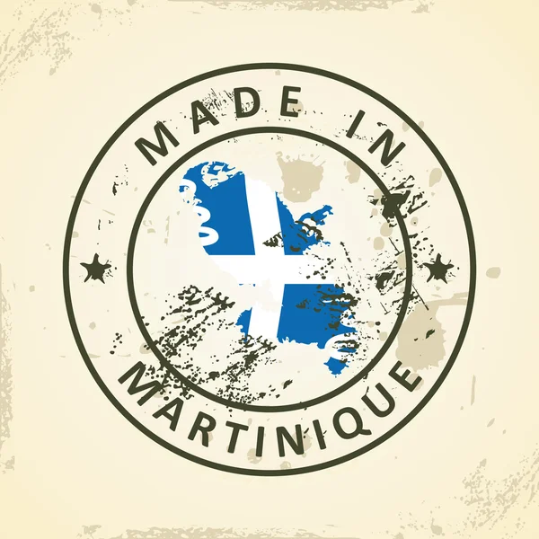 Stämpla med karta flagga Martinique — Stock vektor
