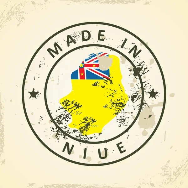 Carimbo com a bandeira do mapa de Niue — Vetor de Stock