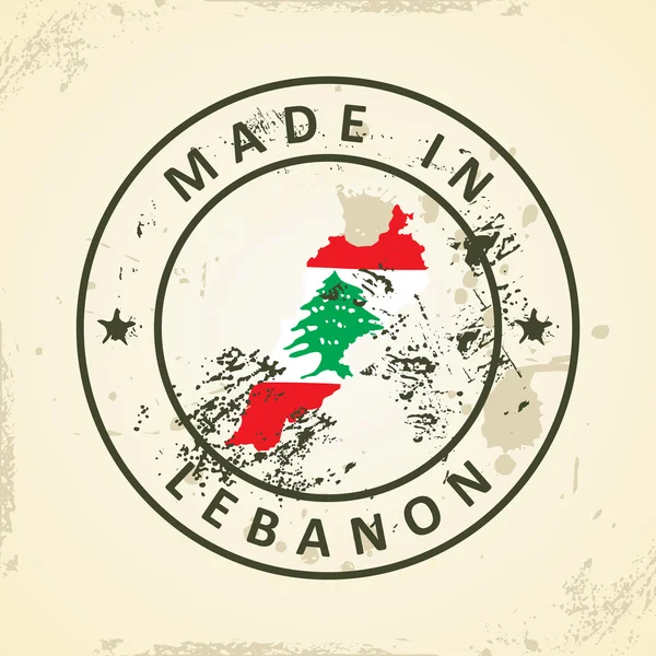 Σφραγίδα με χάρτη σημαία του Λιβάνου — Διανυσματικό Αρχείο