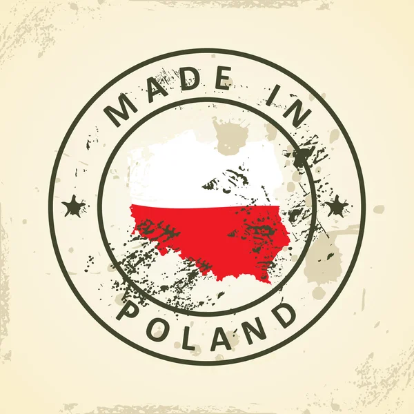Znaczek z flagą mapę Polski — Wektor stockowy
