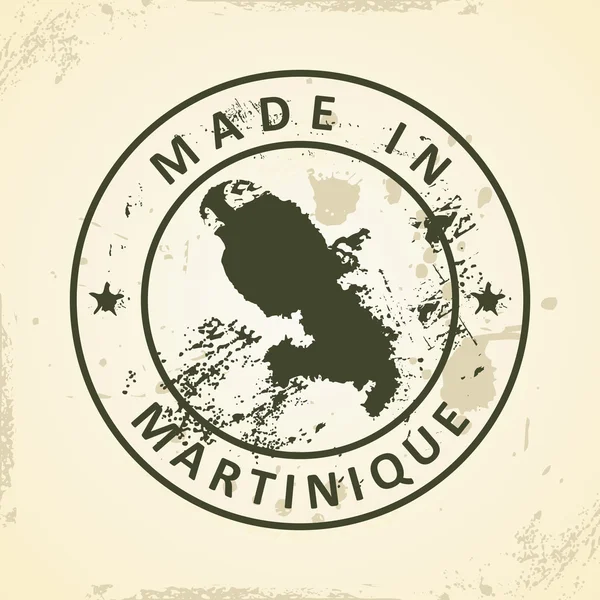 Timbre avec la carte de Martinique — Image vectorielle