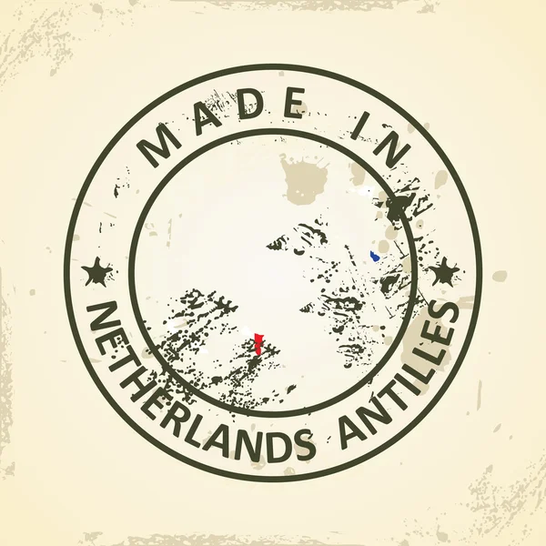 Selo com mapa Bandeira de Antilhas Holandesas — Vetor de Stock