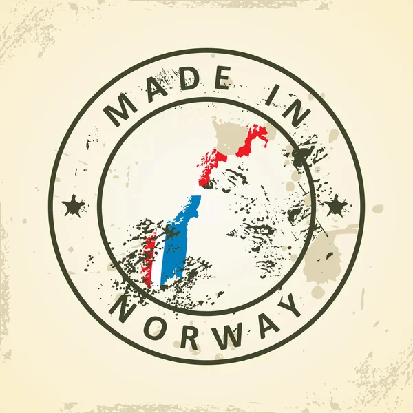 Carimbo com a bandeira do mapa da Noruega — Vetor de Stock
