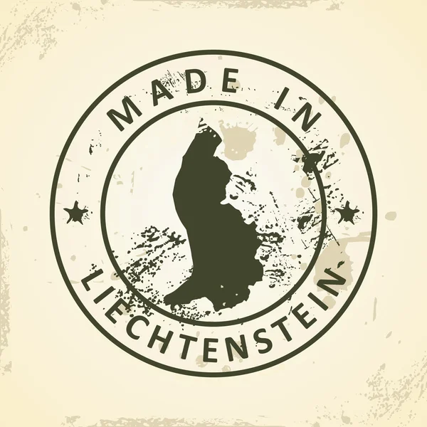 Timbre avec la carte de Liechtenstein — Image vectorielle