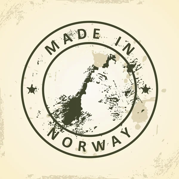 Timbre avec la carte de Norvège — Image vectorielle