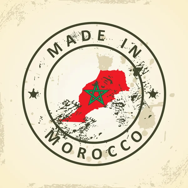 Carimbo com a bandeira do mapa de Marrocos — Vetor de Stock