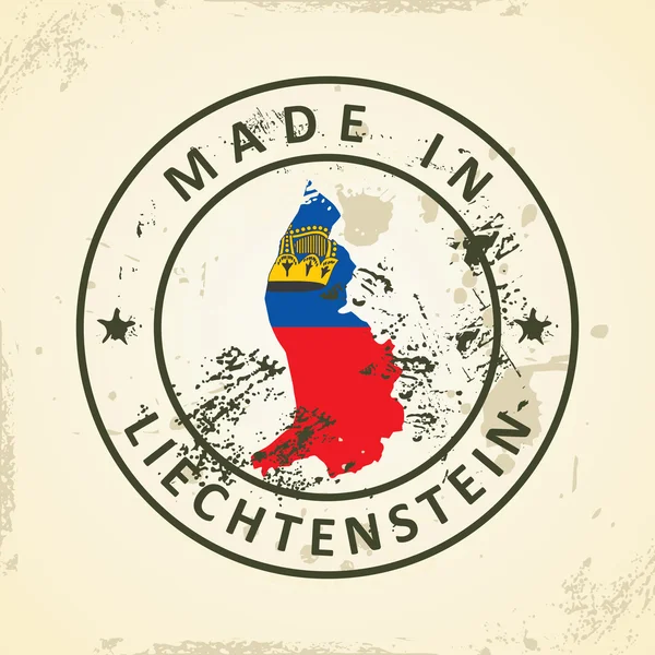 Carimbo com a bandeira do mapa de Liechtenstein — Vetor de Stock
