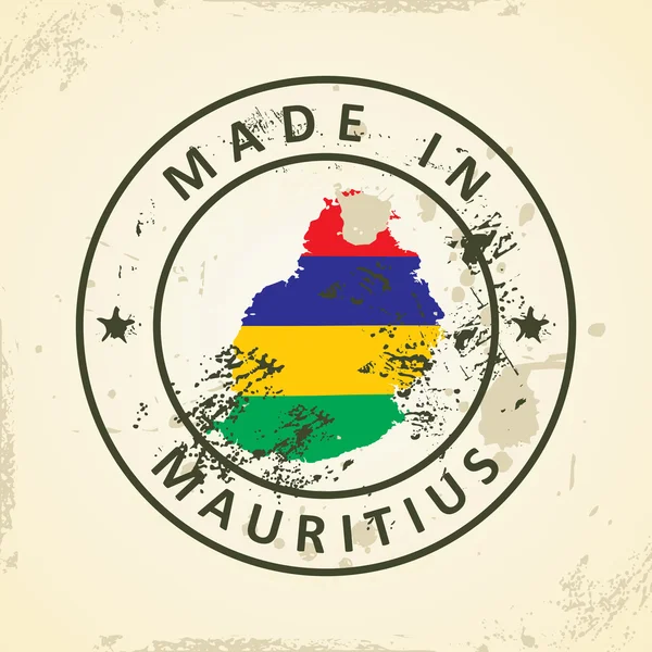 Selo com a bandeira do mapa de Maurício — Vetor de Stock
