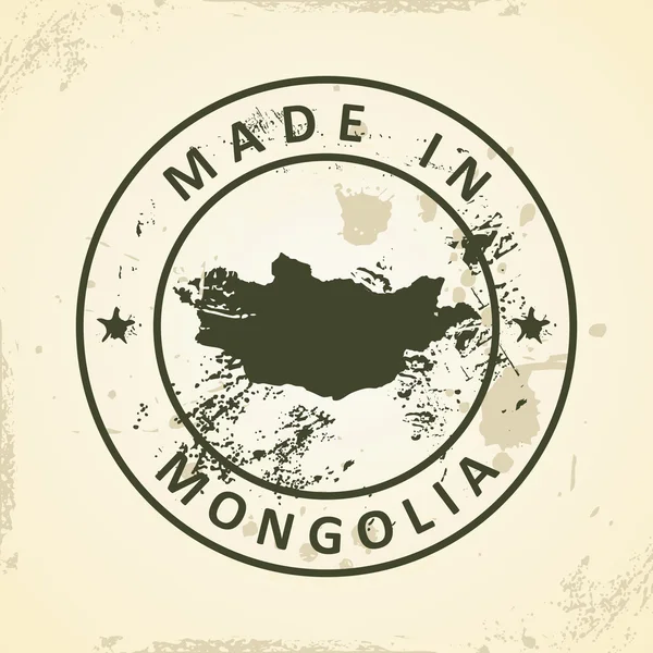 Selo com mapa de Mongólia — Vetor de Stock