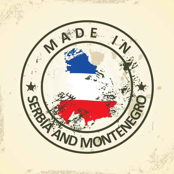 Carimbo com a bandeira do mapa da Sérvia e Montenegro — Vetor de Stock