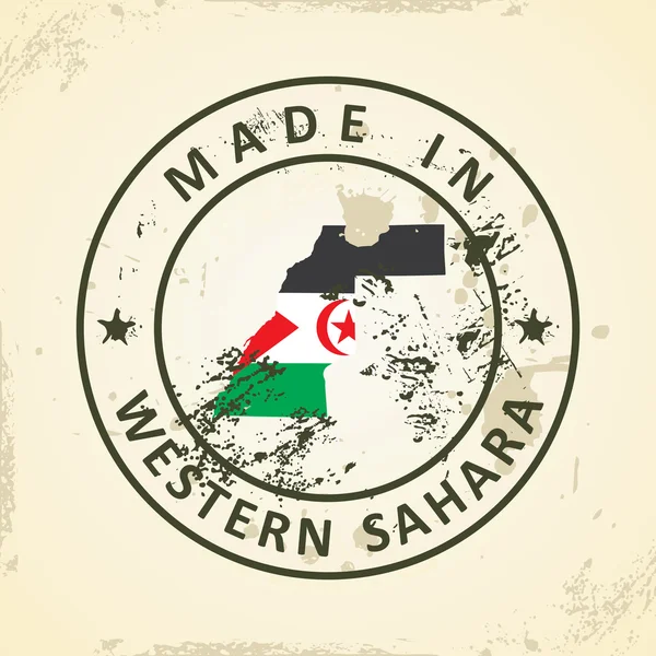 Selo com a bandeira do mapa do Saara Ocidental — Vetor de Stock