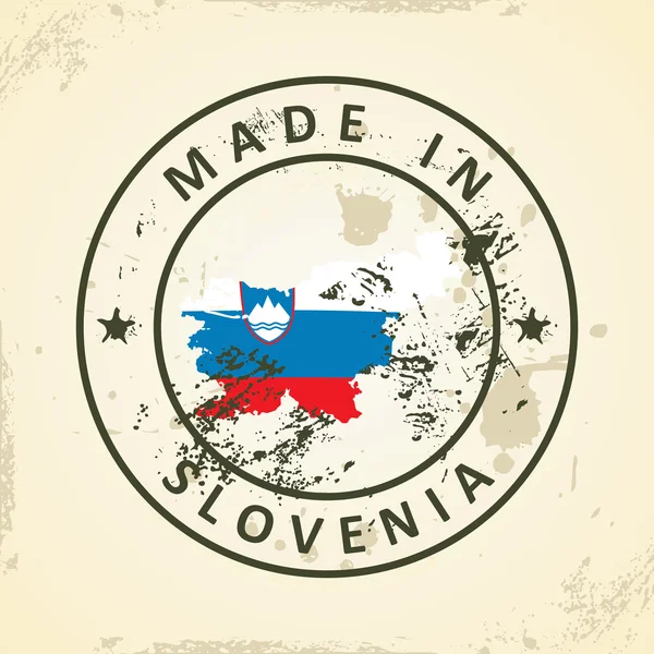 Razítko s vlajkou mapa Slovinska — Stockový vektor