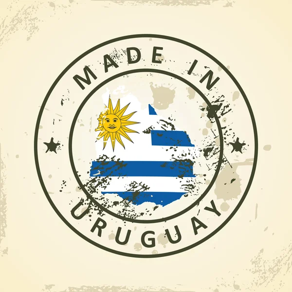 Σφραγίδα με χάρτη σημαία της Ουρουγουάης — Διανυσματικό Αρχείο