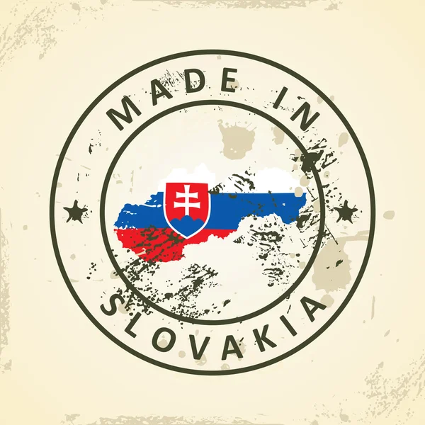 Stamp with map flag of Slovakia — Stock Vector