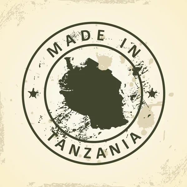 Carimbo com mapa de Tanzânia — Vetor de Stock