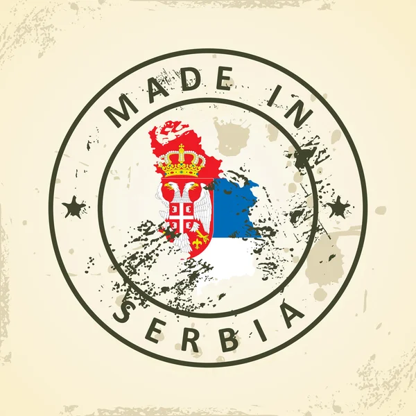 Σφραγίδα με χάρτη σημαία της Σερβίας — Διανυσματικό Αρχείο