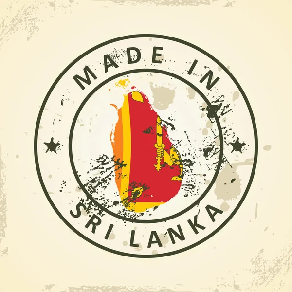 Stempel met kaart vlag van Sri Lanka — Stockvector