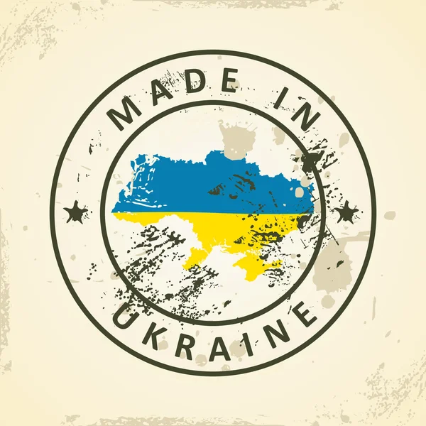 Razítko s vlajkou mapa Ukrajiny — Stockový vektor