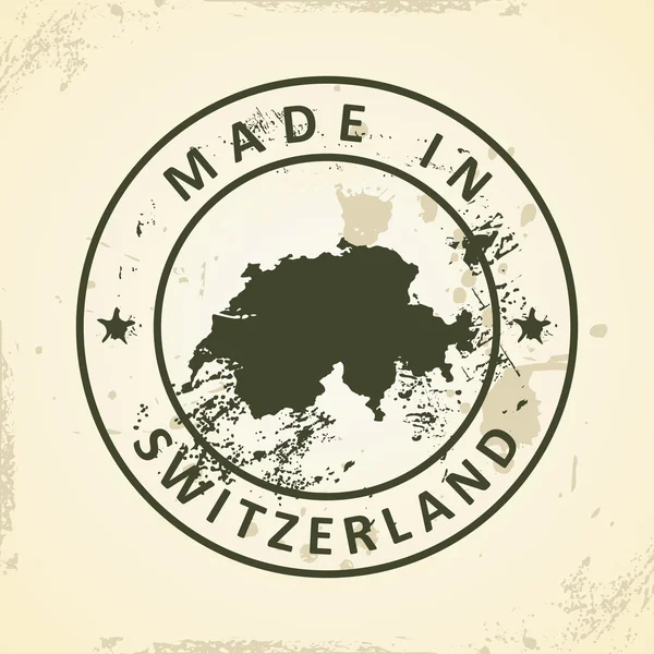 Timbre avec la carte de Suisse — Image vectorielle