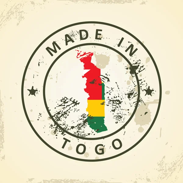 Francobollo con mappa di Togo — Vettoriale Stock