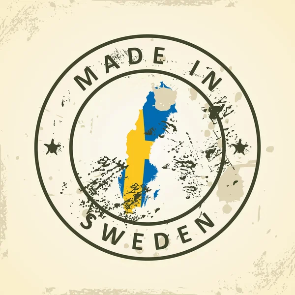 Carimbo com a bandeira do mapa da Suécia — Vetor de Stock