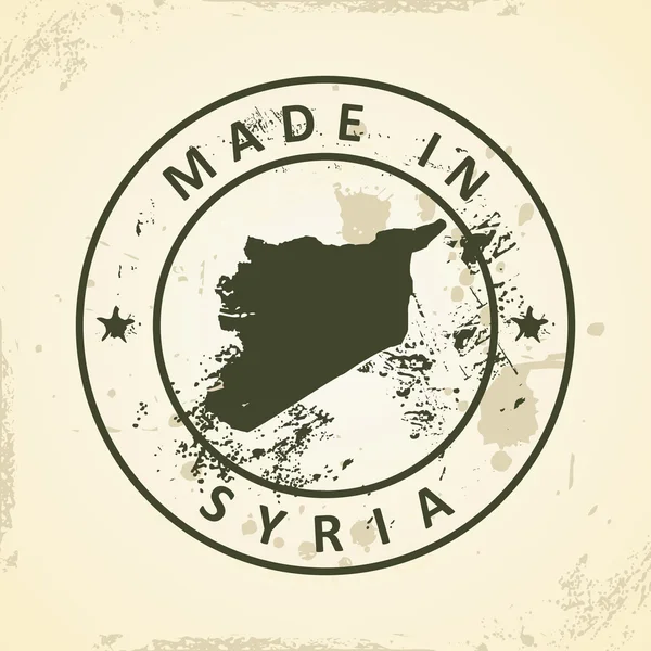 Stempel met kaart van Syrië — Stockvector