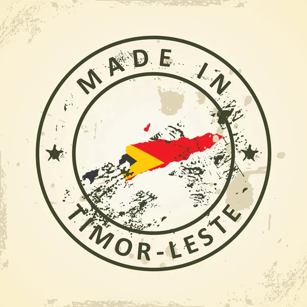 Timbre avec carte drapeau de Timor-Leste — Image vectorielle